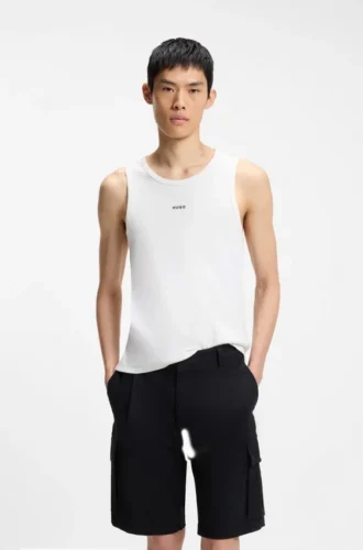 Contrast-logo slim-fit tank top in stretch cotton