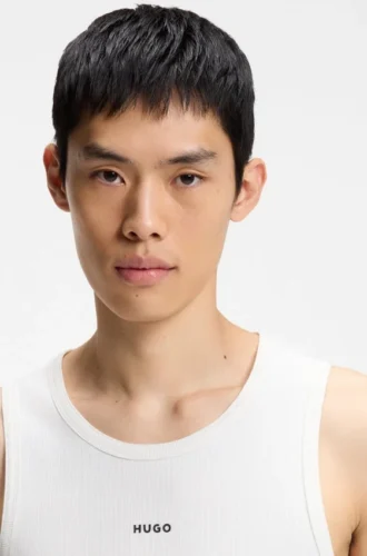 Contrast-logo slim-fit tank top in stretch cotton