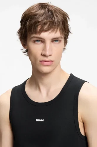 Contrast-logo slim-fit tank top in stretch cotton