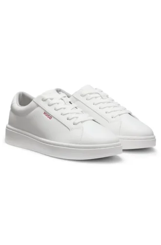 Contrast-logo trainers in faux leather