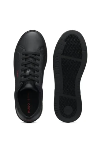 Contrast-logo trainers in faux leather