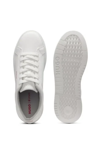 Contrast-logo trainers in faux leather