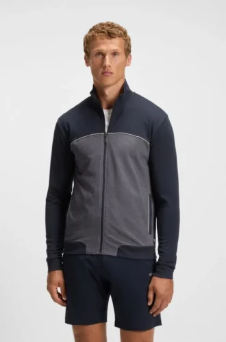Contrast-piping jacket in a cotton blend