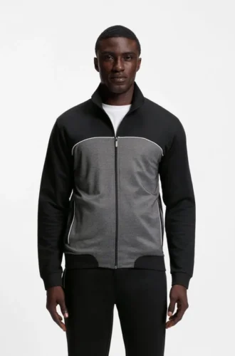 Contrast-piping jacket in a cotton blend