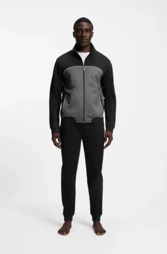 Contrast-piping jacket in a cotton blend