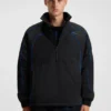 Contrast-piping jacket with water-repellent finish