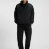 Contrast-piping jacket with water-repellent finish