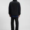 Contrast-piping jacket with water-repellent finish