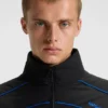 Contrast-piping jacket with water-repellent finish