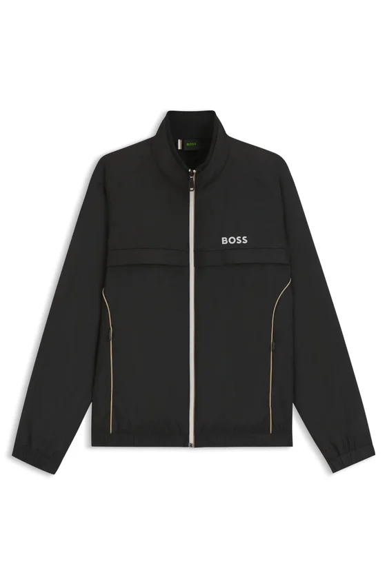 Contrast-piping jacket with water-repellent finish Contrast-piping jacket with water-repellent finish