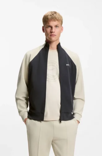 Contrast-piping sweatshirt in a cotton blend