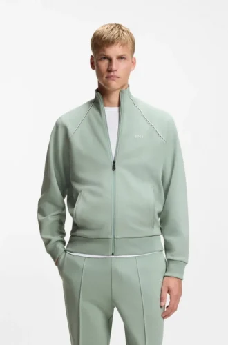 Contrast-piping sweatshirt in a cotton blend