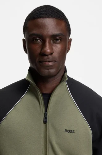 Contrast-piping sweatshirt in a cotton blend