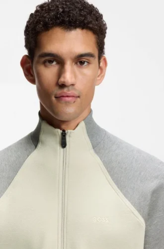 Contrast-piping sweatshirt in a cotton blend