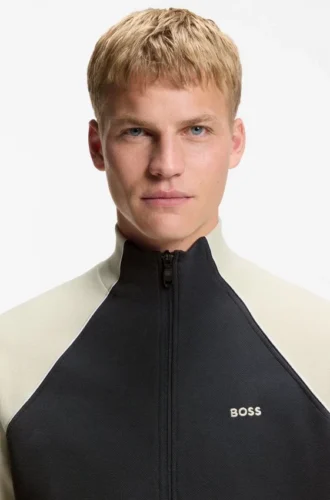 Contrast-piping sweatshirt in a cotton blend
