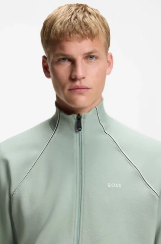 Contrast-piping sweatshirt in a cotton blend