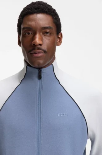 Contrast-piping sweatshirt in a cotton blend