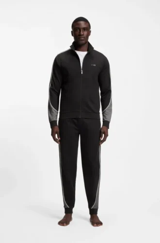Contrast-piping tracksuit bottoms in a cotton blend