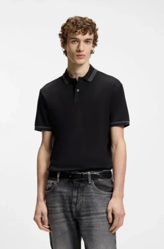 Contrast-tipping slim-fit polo shirt in mercerised cotton