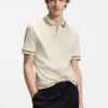 Contrast-tipping slim-fit polo shirt in mercerised cotton Contrast-tipping slim-fit polo shirt in mercerised cotton