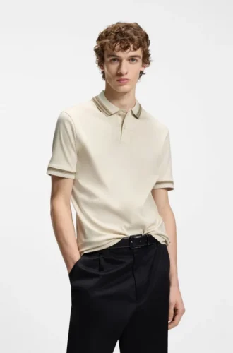 Contrast-tipping slim-fit polo shirt in mercerised cotton