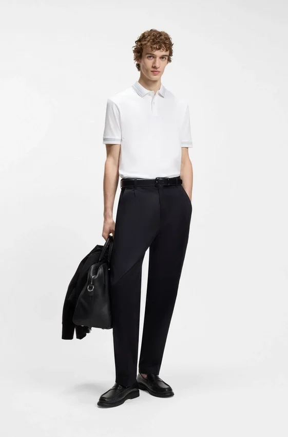 Contrast-tipping slim-fit polo shirt in mercerised cotton Contrast-tipping slim-fit polo shirt in mercerised cotton