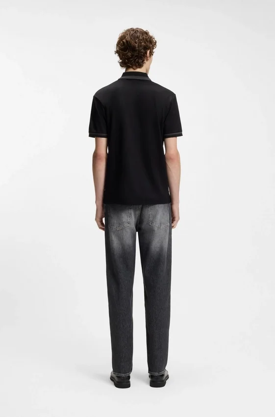 Contrast-tipping slim-fit polo shirt in mercerised cotton Contrast-tipping slim-fit polo shirt in mercerised cotton