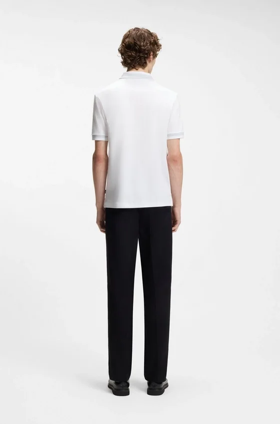 Contrast-tipping slim-fit polo shirt in mercerised cotton Contrast-tipping slim-fit polo shirt in mercerised cotton