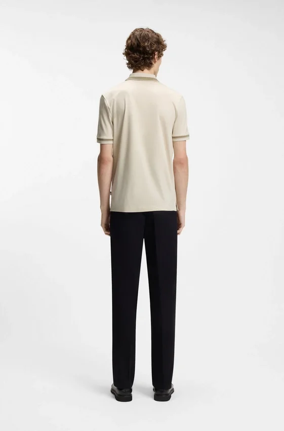 Contrast-tipping slim-fit polo shirt in mercerised cotton Contrast-tipping slim-fit polo shirt in mercerised cotton