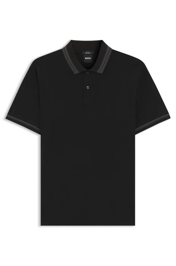 Contrast-tipping slim-fit polo shirt in mercerised cotton Contrast-tipping slim-fit polo shirt in mercerised cotton