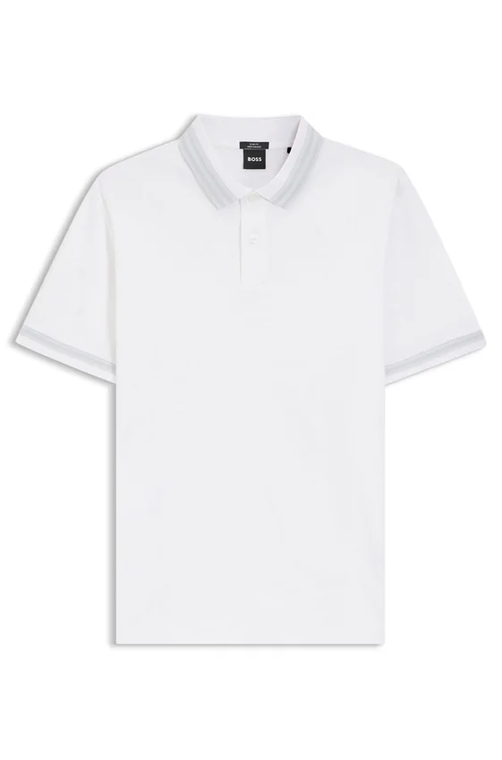 Contrast-tipping slim-fit polo shirt in mercerised cotton Contrast-tipping slim-fit polo shirt in mercerised cotton