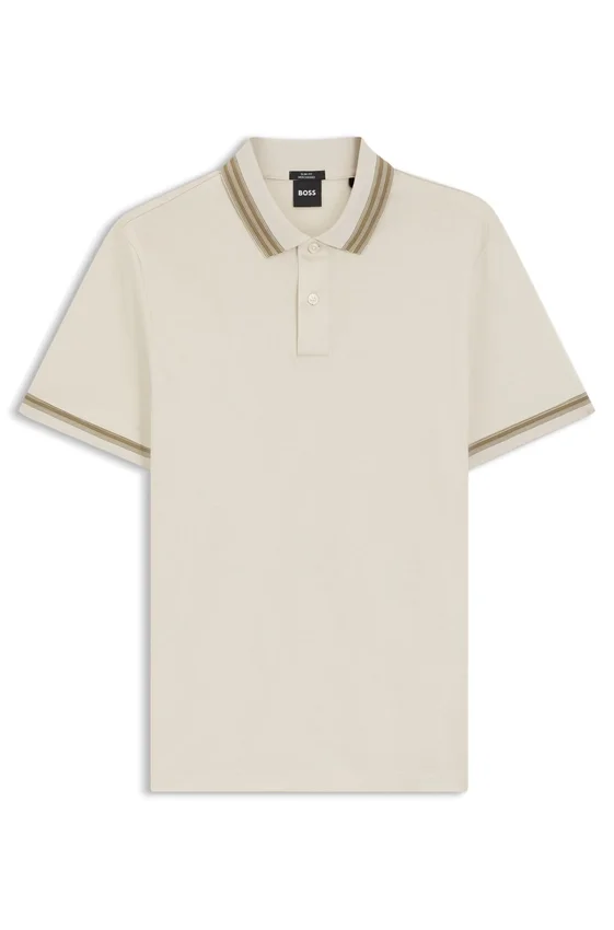 Contrast-tipping slim-fit polo shirt in mercerised cotton Contrast-tipping slim-fit polo shirt in mercerised cotton