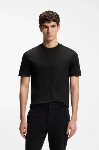 Contrast-tipping slim-fit T-shirt in mercerised cotton