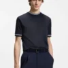 Contrast-tipping slim-fit T-shirt in mercerised cotton