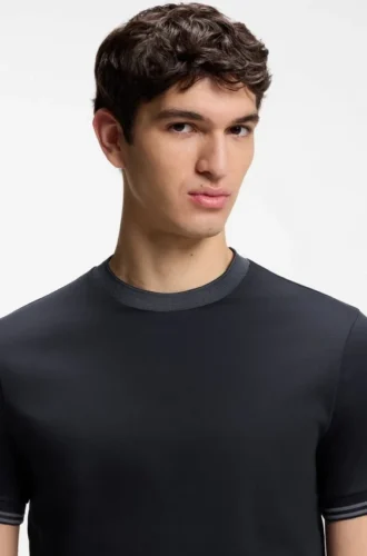 Contrast-tipping slim-fit T-shirt in mercerised cotton