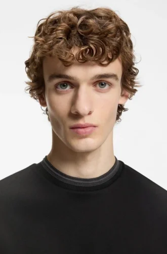 Contrast-tipping slim-fit T-shirt in mercerised cotton
