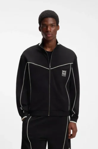 Cotton-blend jacket with embroidered logo artwork
