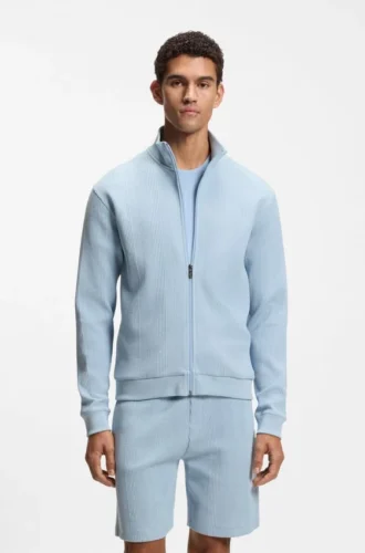Cotton-blend jacket with waffle structure