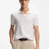 Cotton-blend knit polo with horizontal stripe. Cotton-blend knit polo with horizontal stripe.