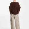 Cotton-blend knit top with cable detailing