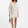 Cotton-blend knitted shorts with wave structure