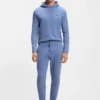 Cotton-blend pajama hoodie with waffle structure