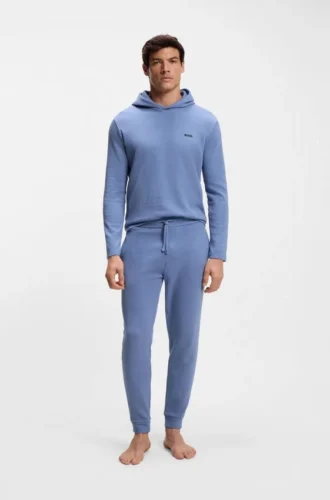 Cotton-blend pajama hoodie with waffle structure