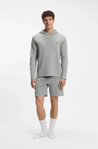 Cotton-blend pajama hoodie with waffle structure