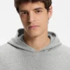 Cotton-blend pajama hoodie with waffle structure