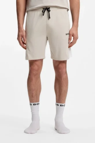 Cotton-blend pajama shorts with color-blocking