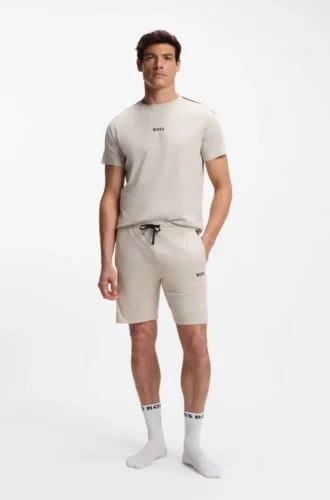 Cotton-blend pajama shorts with color-blocking