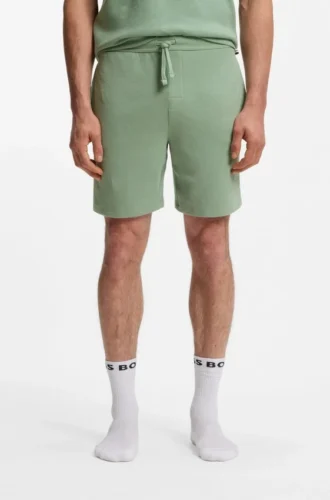 Cotton-blend pajama shorts with embroidered logo