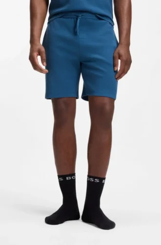 Cotton-blend pajama shorts with embroidered logo