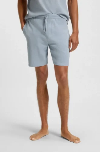 Cotton-blend pajama shorts with embroidered logo